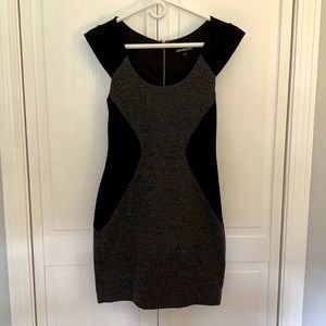 Size 2——cap sleeve fitted black and charcoal dress